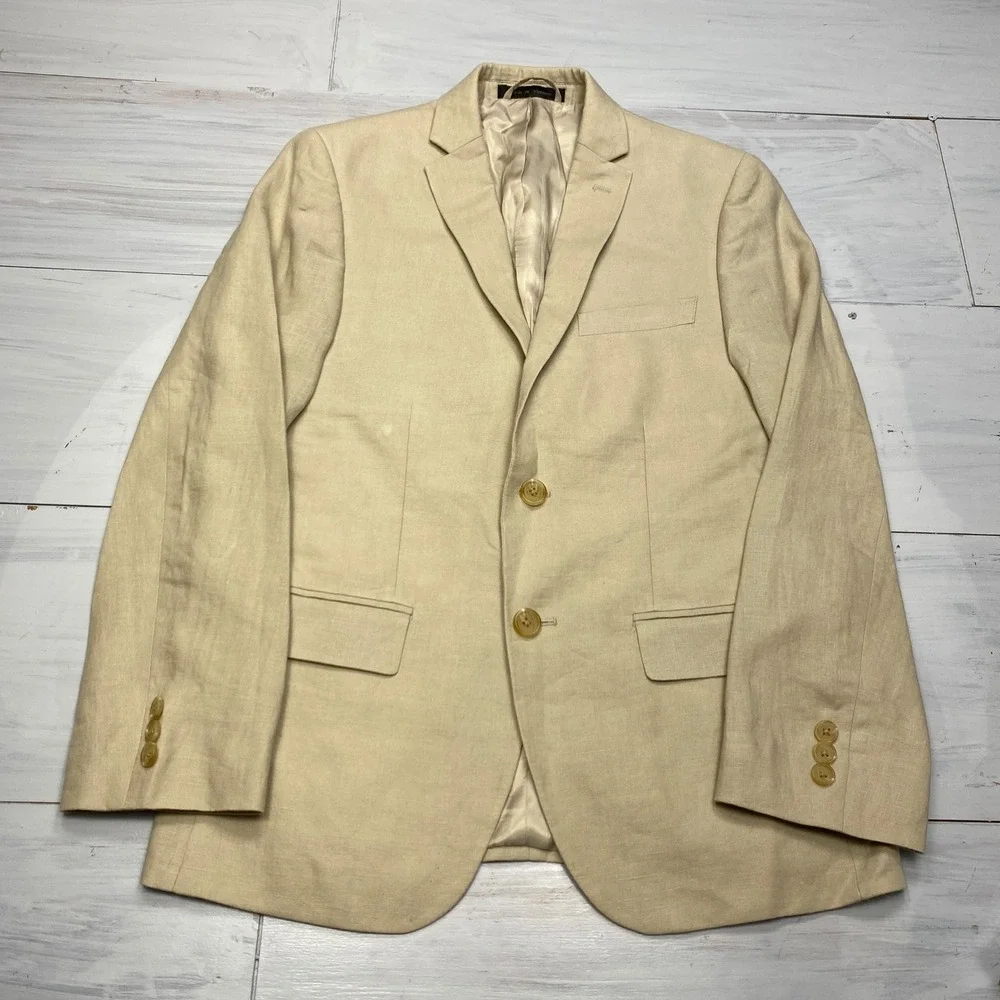 Lauren Ralph Lauren Blazer Boys 14R Beige Linen Sport Coat Wedding Formal Summer